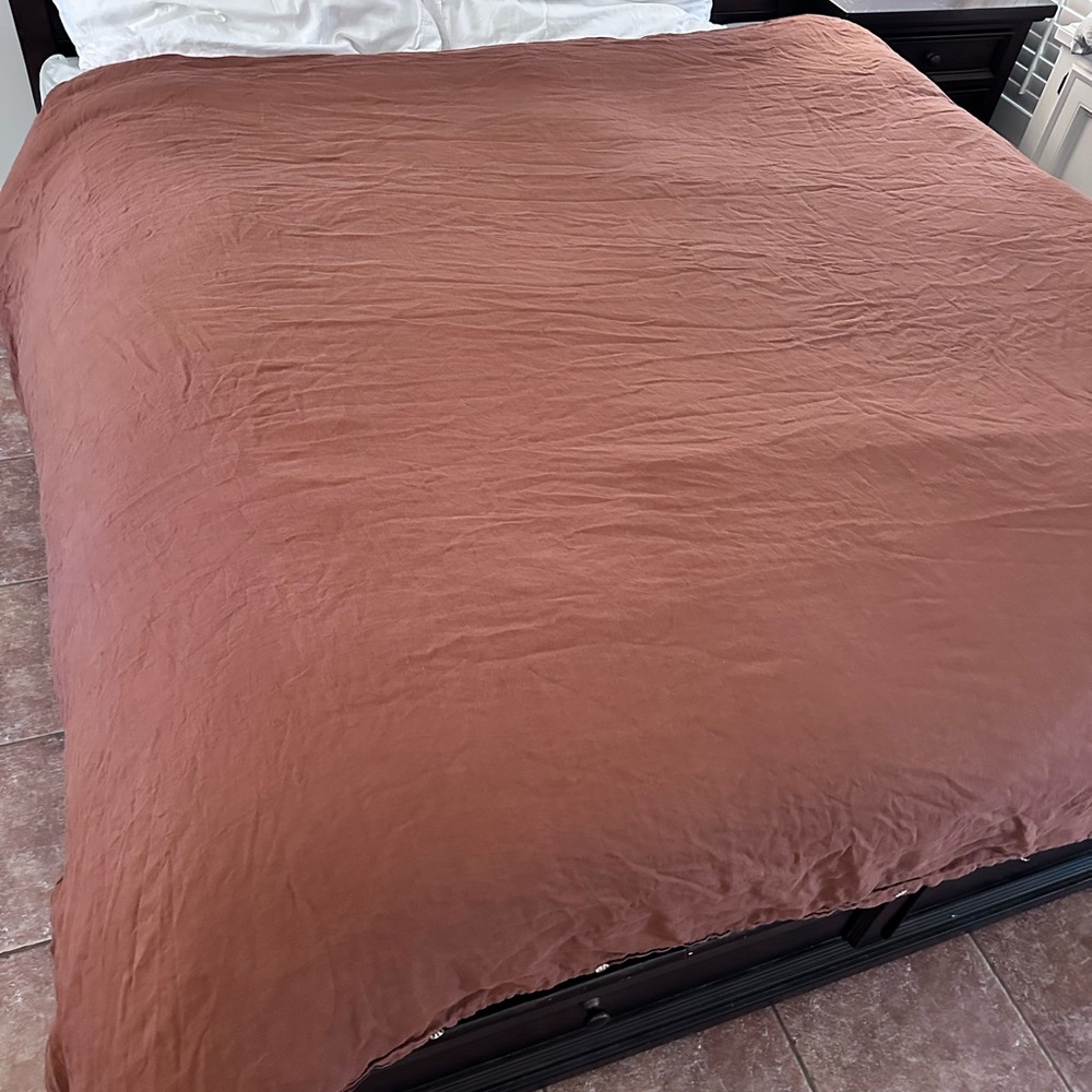 The Citizenry 100% French Linen Duvet Cover Terracotta Colored King B35 - Picture 10 of 13